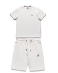 Pique Short Set in White