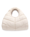 Half Moon Crescent Quilted Oversize Bag in Winter White