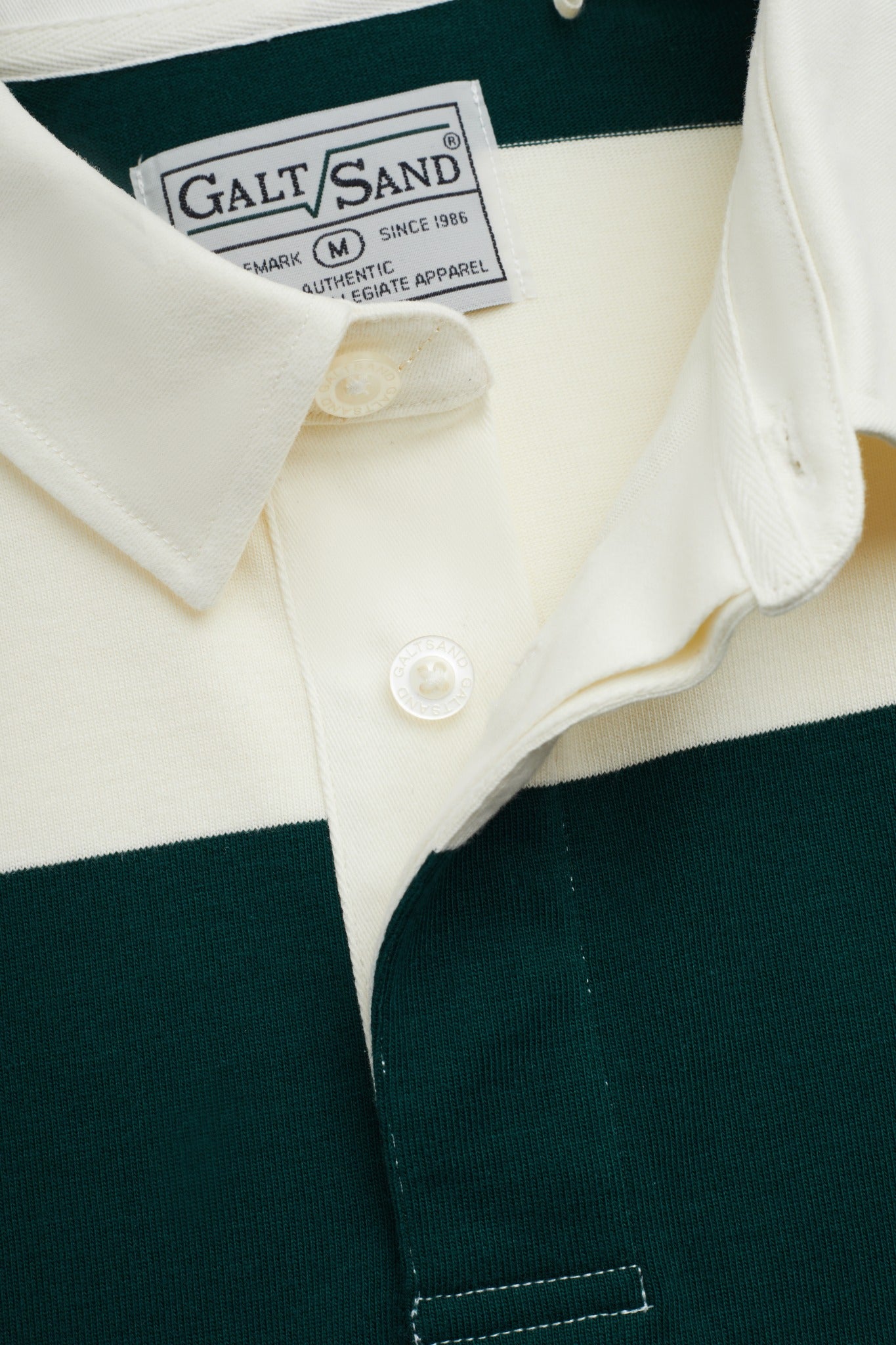 Galtsand Rugger Wide Stripe Rugby Polo in Pine Green