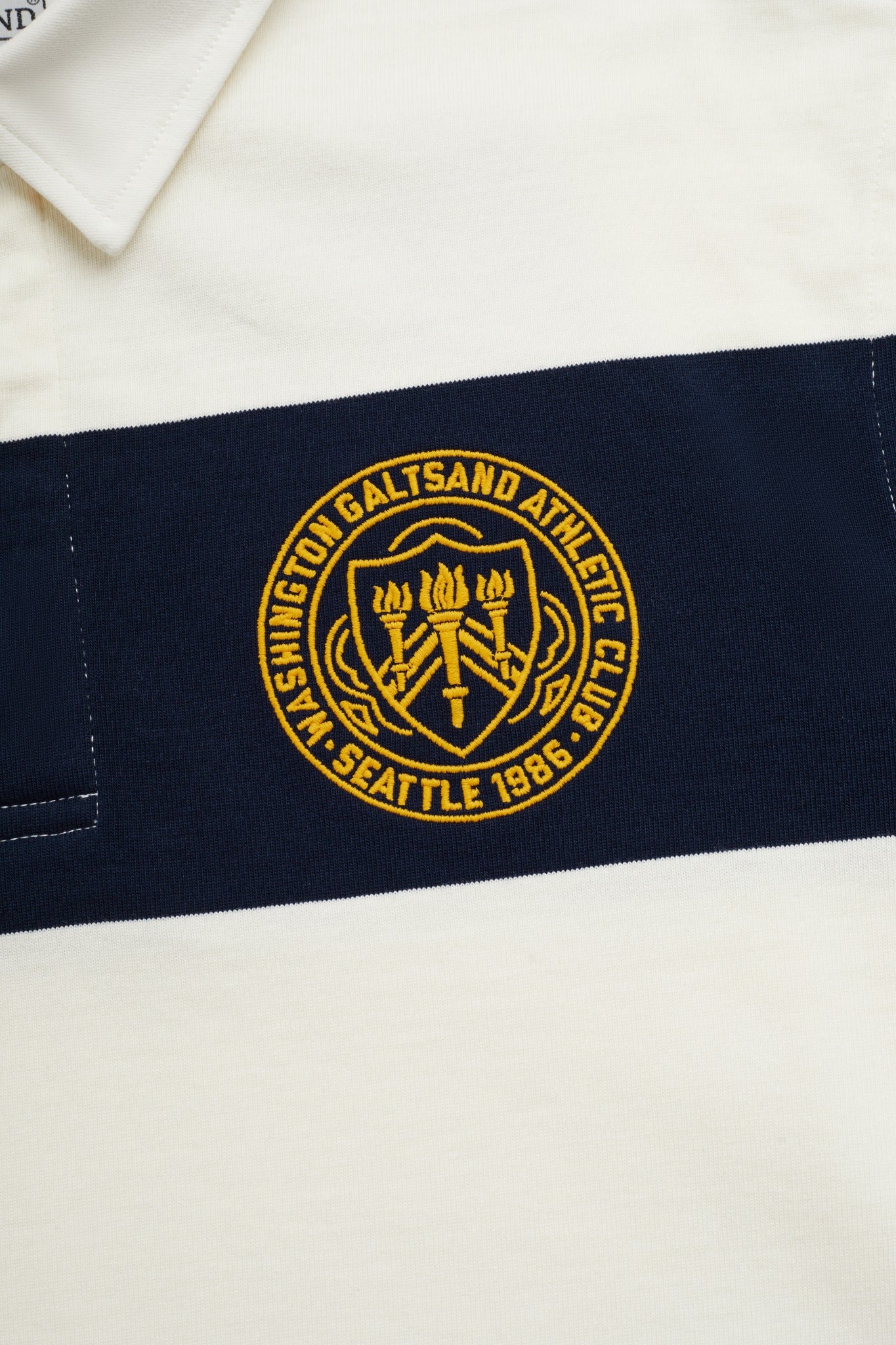 Galtsand Rugger Wide Stripe Rugby Polo in Navy