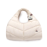 Half Moon Quilted Oversize Bag in Winter White
