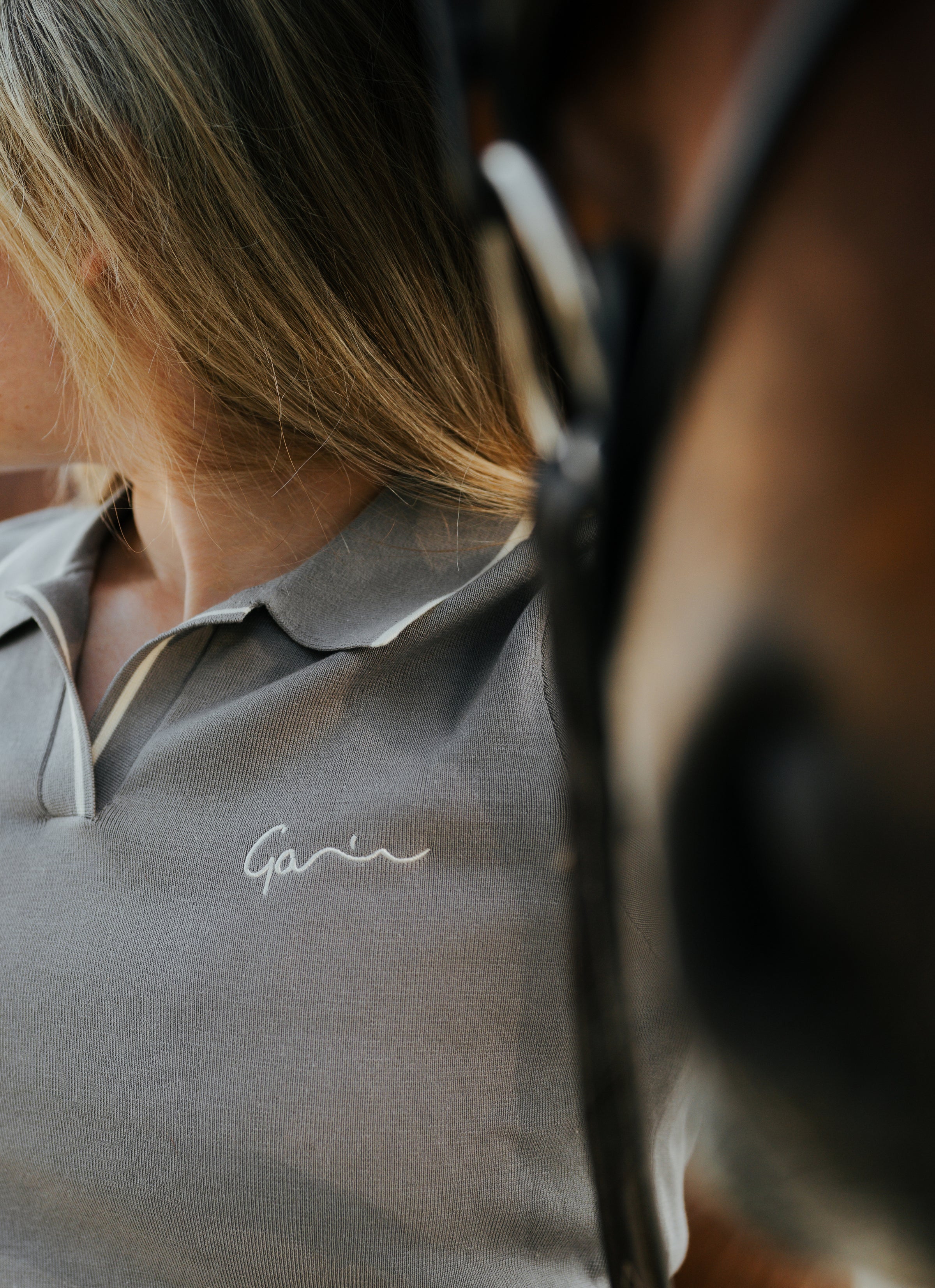 Galtsand Cashmere Polo Knit Crop Top Shirt