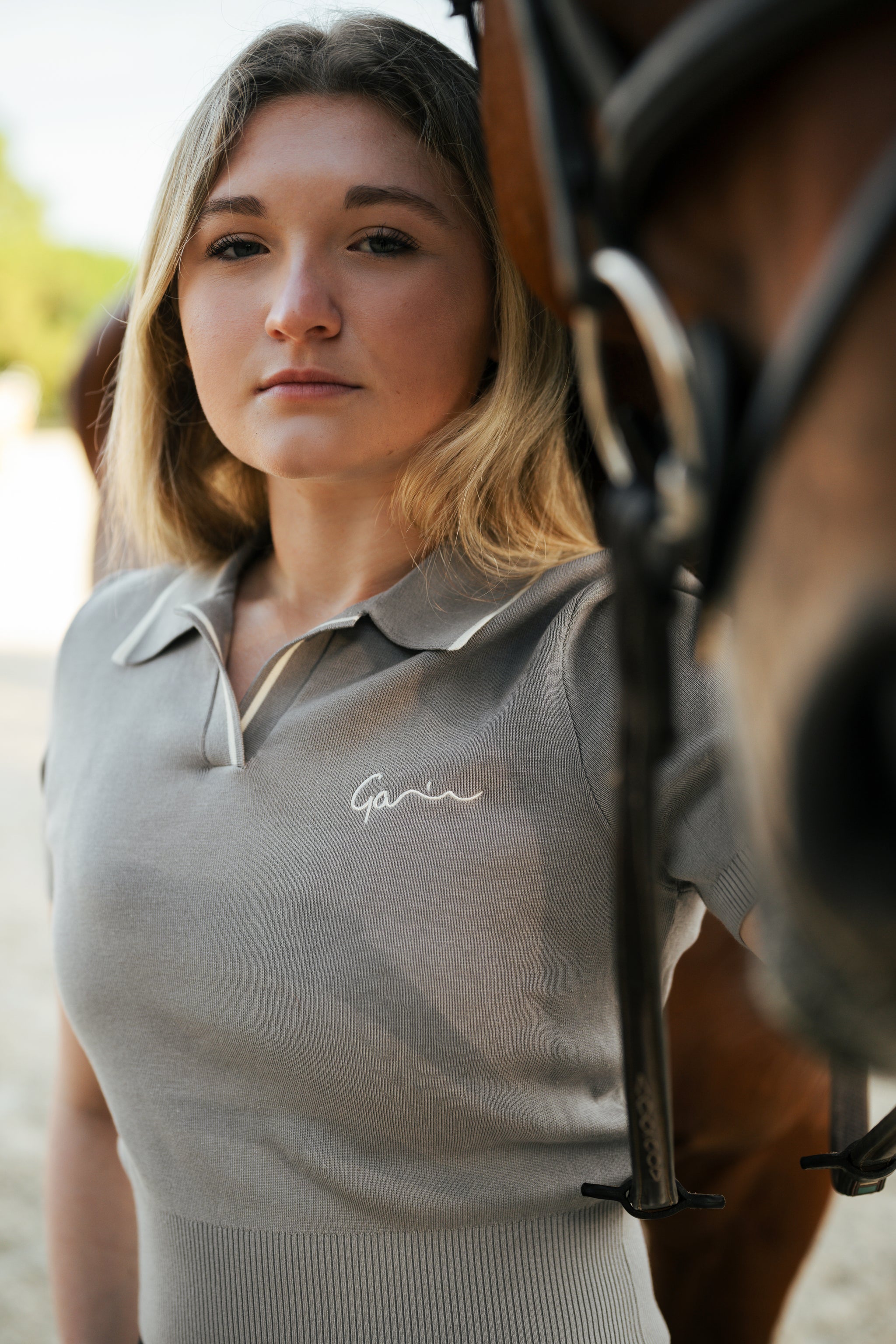 Galtsand Cashmere Polo Knit Crop Top Shirt