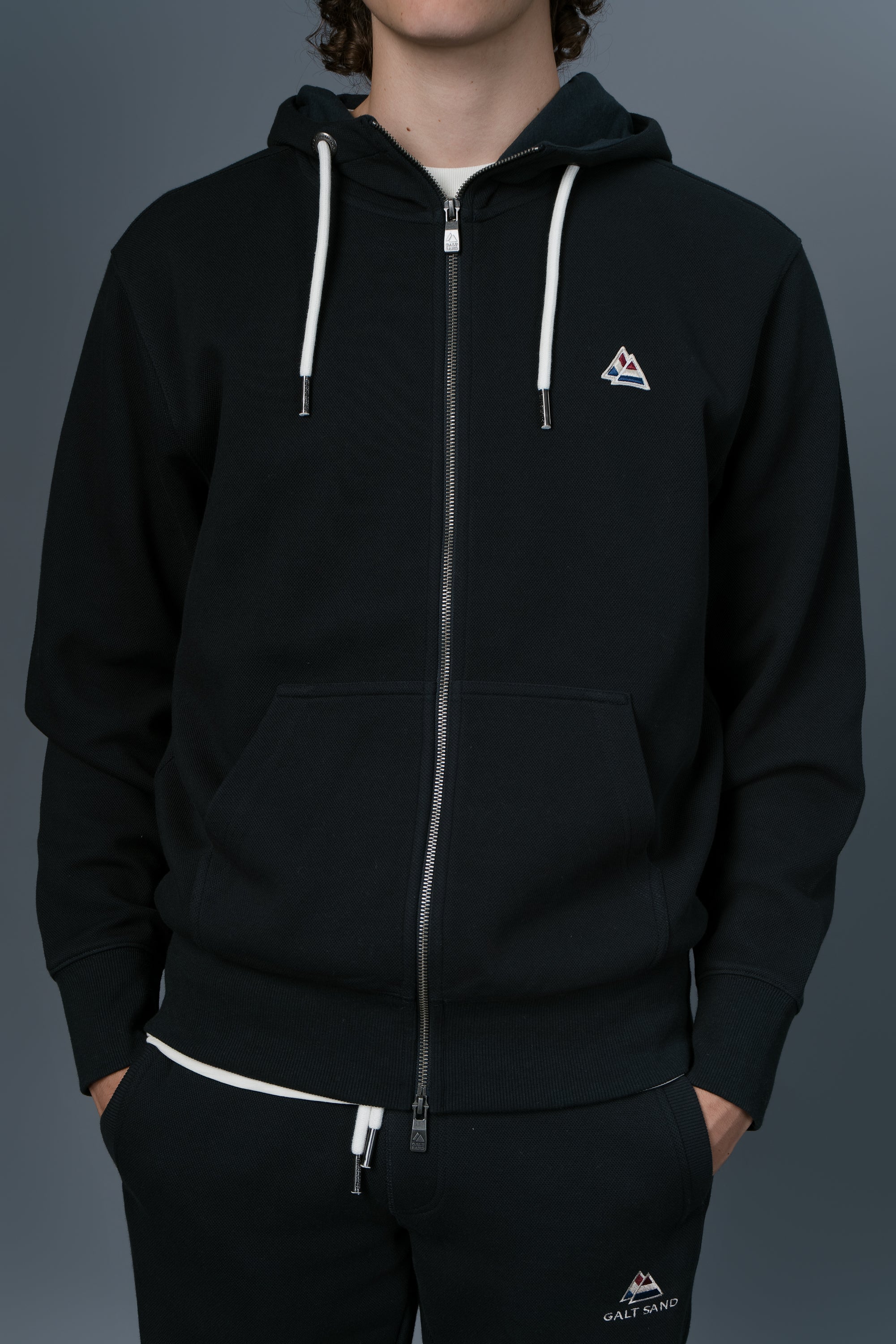 Galtsand Pique Zip Front Hoodie
