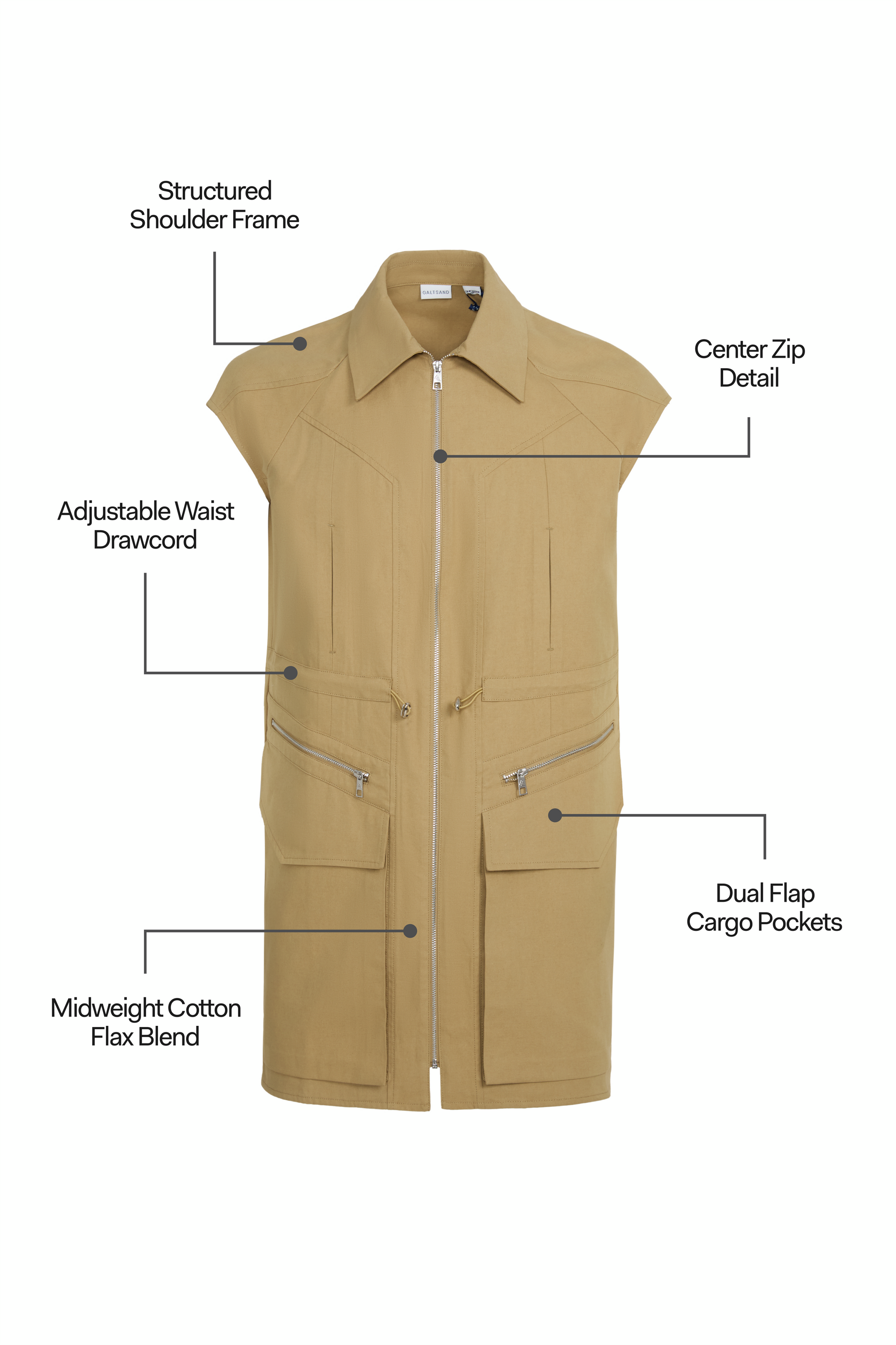 Galtsand Sahara Zip Front Cargo Dress