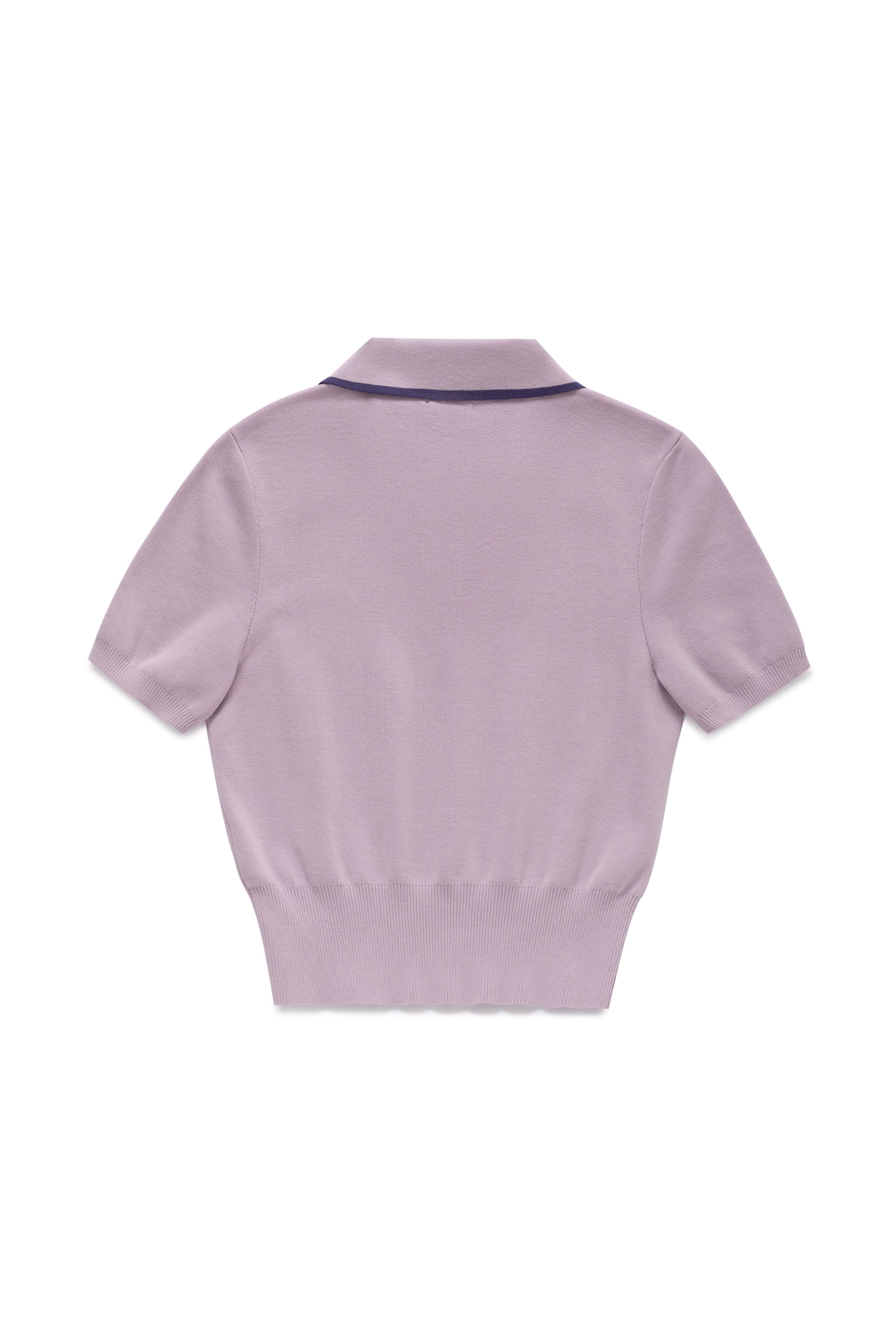 Cashmere Polo Knit Crop Top Shirt
