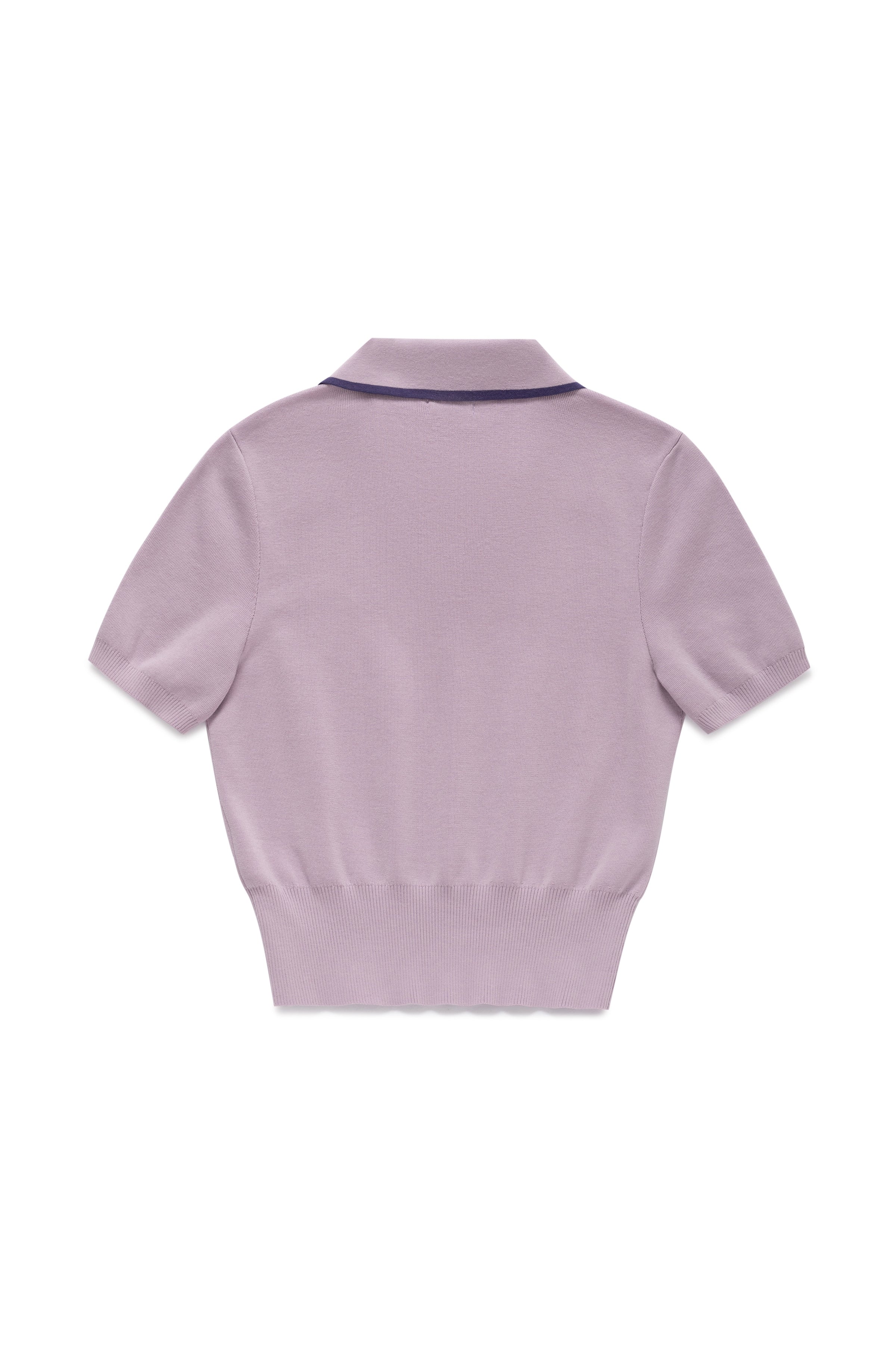 Cashmere Polo Knit Crop Top Shirt