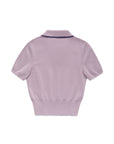 Cashmere Polo Knit Crop Top Shirt